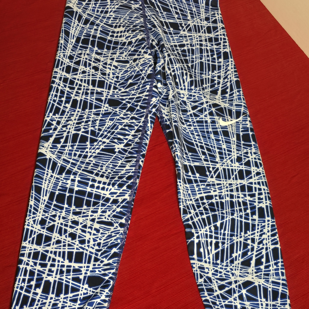 Nike Blue and White Patterned Leggings